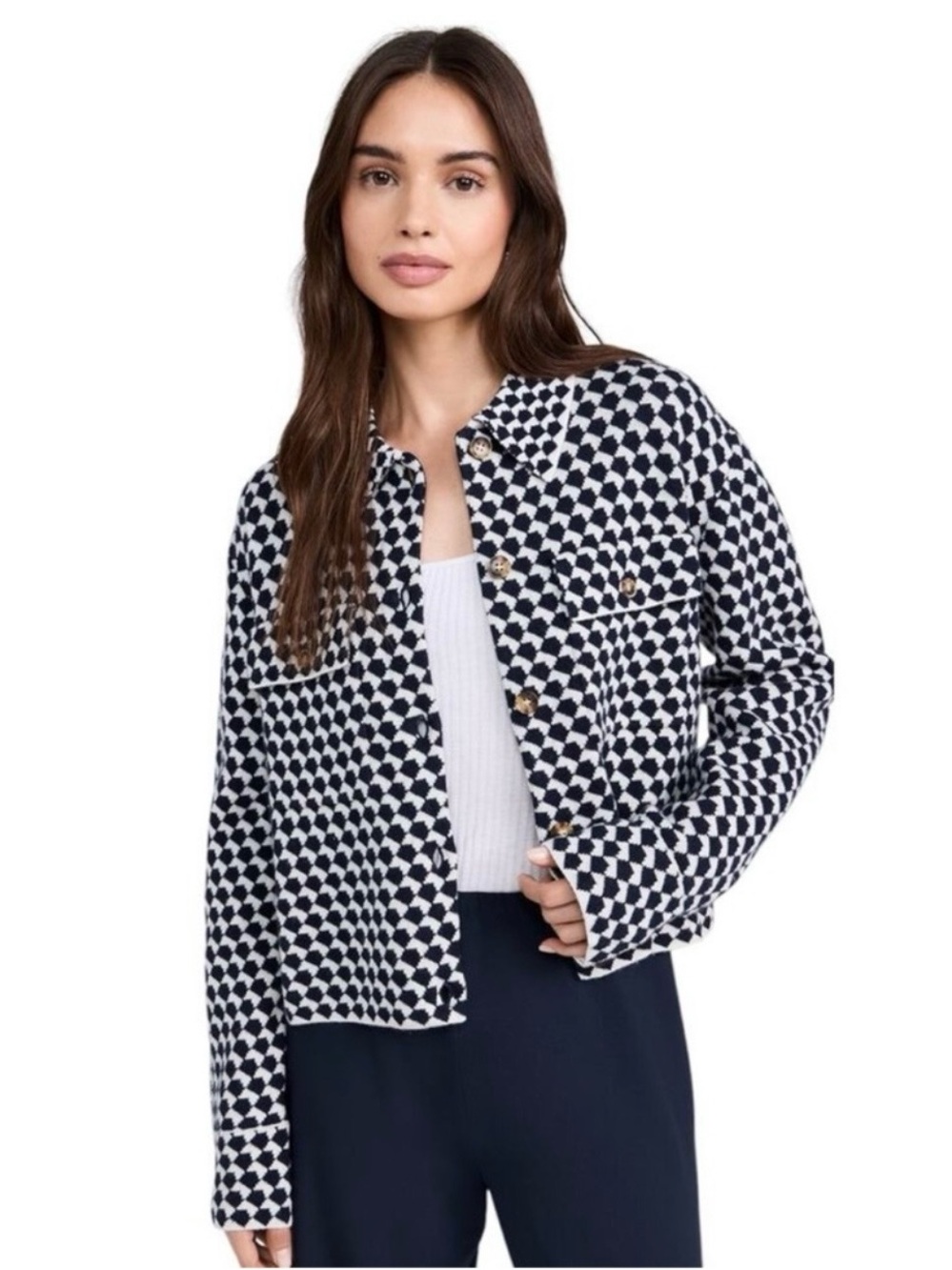 La Ligne Houndstooth Cropped Jacket. Small.